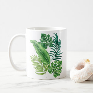 Mug Green Tropical Palm Banana Monstera Feuille