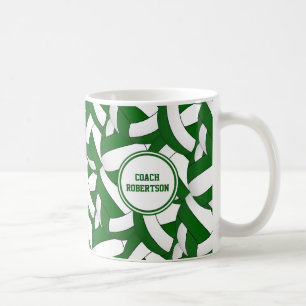 Mug green white school couleurs volleball entraîneur c