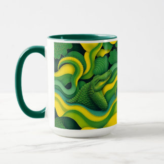 Mug Green Yellow Alligator Crocodile Dragon Name