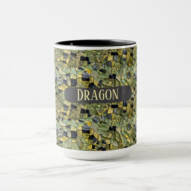 Mug Green Yellow Alligator Crocodile Dragon Name (Centre)