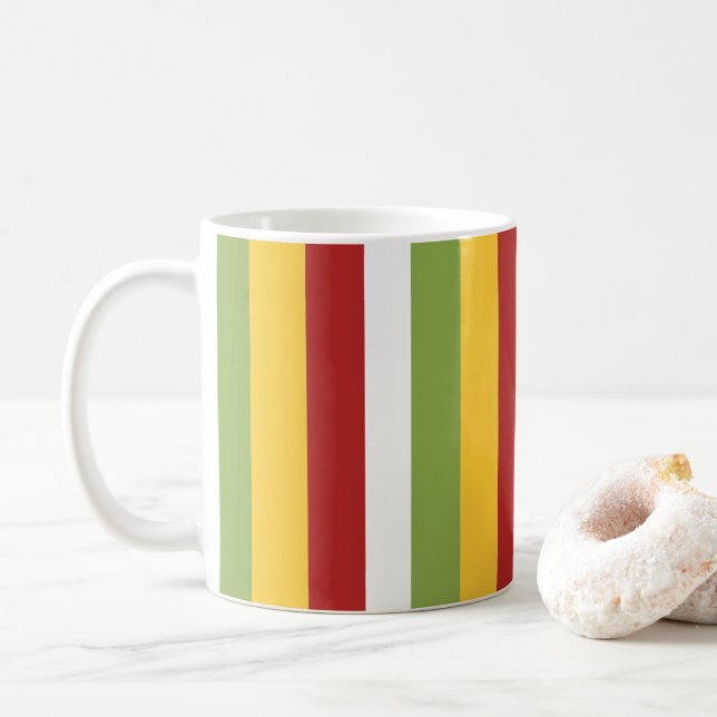 Mug Green Yellow Red Stripes (Avec donut)