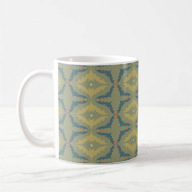 Mug Greenish Retro Vintage Pattern (Gauche)