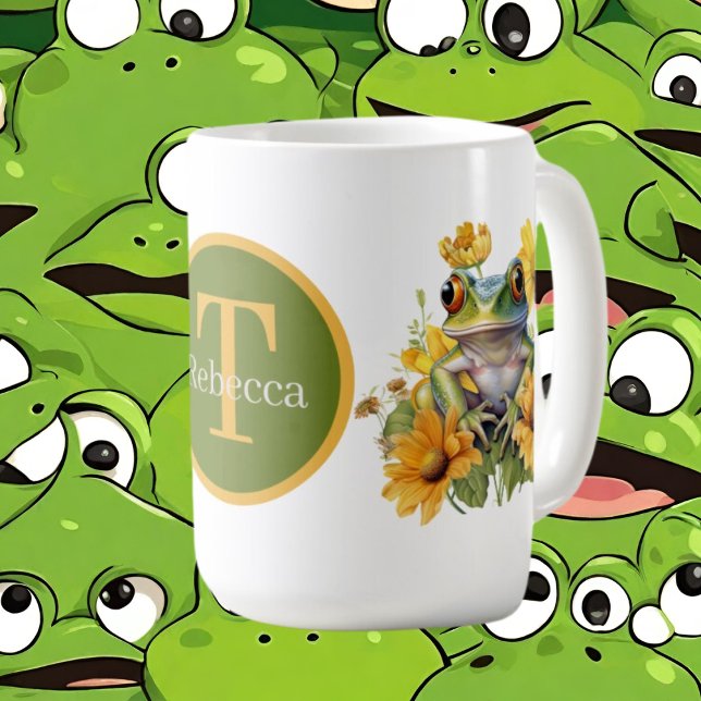Mug grenouille mignonne ajouter monogramme (Créateur téléchargé)