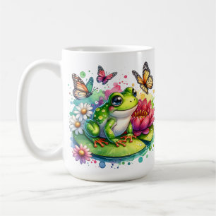 Mug Grenouille personnalisée avec fleurs sur Lilypad