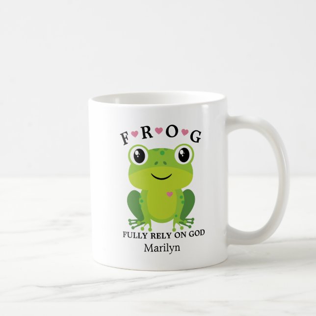 Mug Grenouille pleinement confiance sur Dieu Coeurs Ro (Droite)