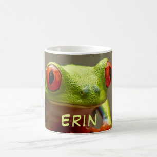 Mug Grenouille tropicale aux yeux rouges Nom personnal