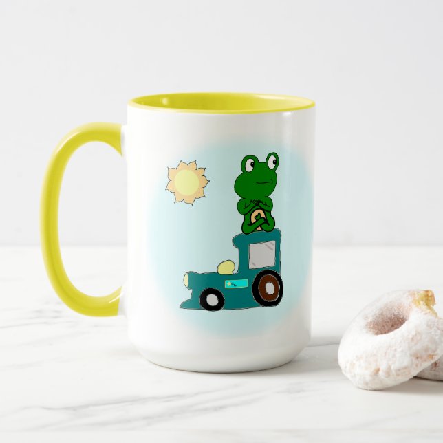 Mug Grenouille zen dans un train (Avec donut)