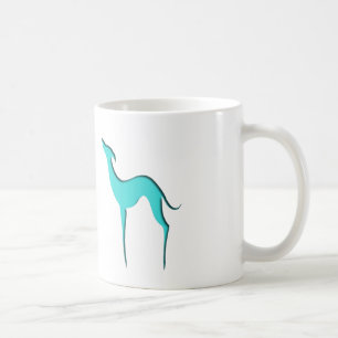 Mug Greyhound Whippet chien turquoise silhouette bleue