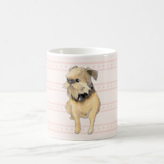Mug Griffon bruxellois assis Aquarelle rose