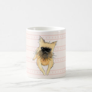 Mug Griffon bruxellois couché aquarelle rose
