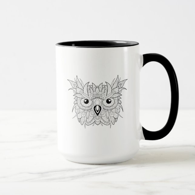 Mug Griffonnage mignon de portrait de hibou (Droite)
