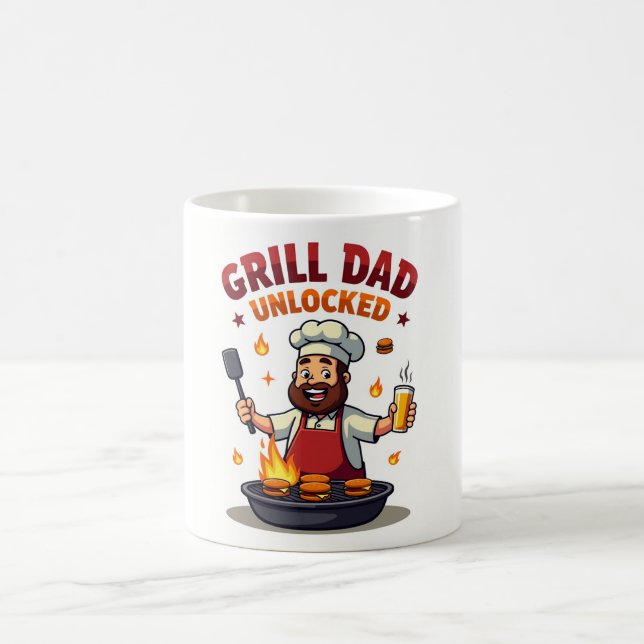 Mug Grill Papa déverrouillé - Drôle BBQ Chef Papa Desi (Centre)