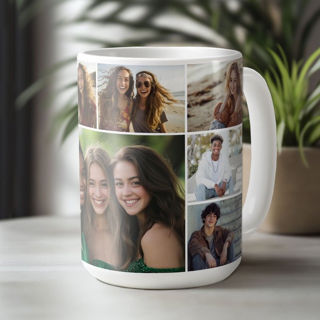 Mug Grille de la Galerie de Collage de 9 photos — Blan (Custom Photo Mug)