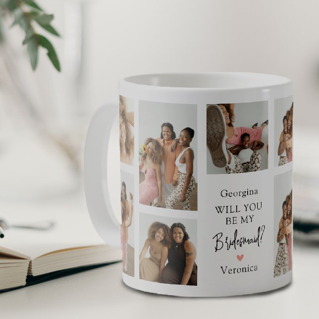 Mug Grille de photos contemporaine Veux-tu être ma dem (Créateur téléchargé)