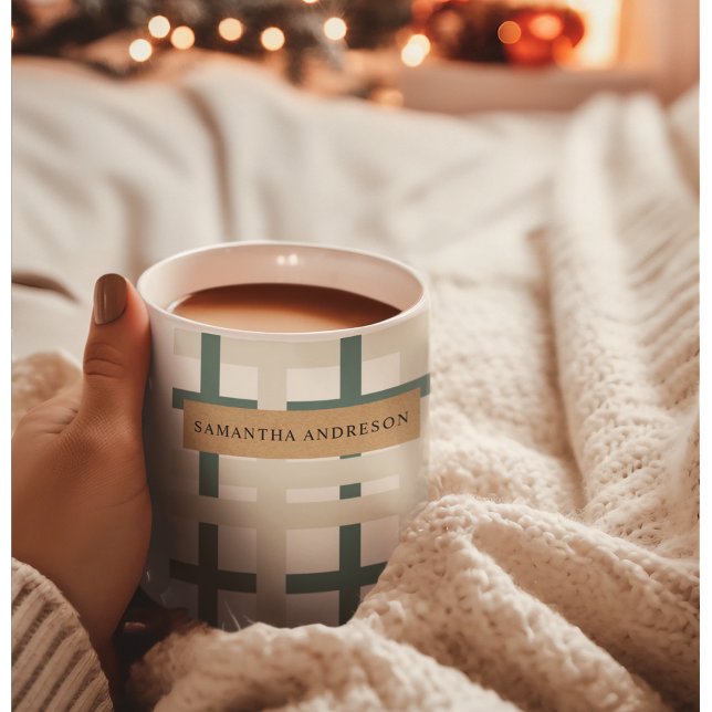 Mug Grille Montauk moderne Vert & Beige (Créateur téléchargé)