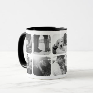 Mug Grille noire et blanche 10 Modèle photo arrondie 
