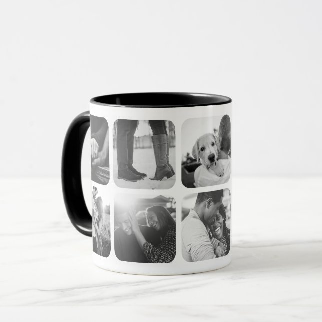 Mug Grille noire et blanche 10 Modèle photo arrondie M (Devant gauche)