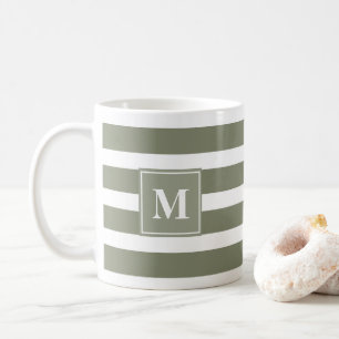 Mug Grille verte et blanche moderne avec Monogramme