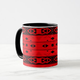 Mug Grilles et formes géométriques rouge noir