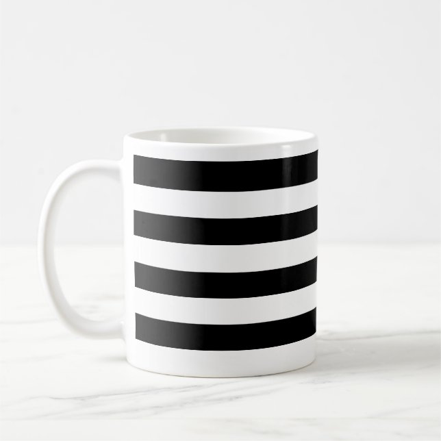 Mug Grilles horizontales modernes en noir et blanc épa (Gauche)