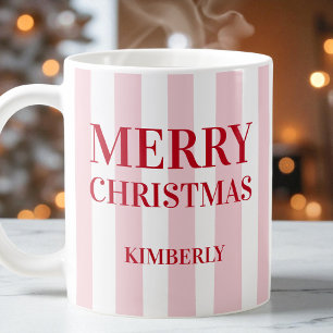 Mug Grilles roses modernes Joyeux Noël personnalisé