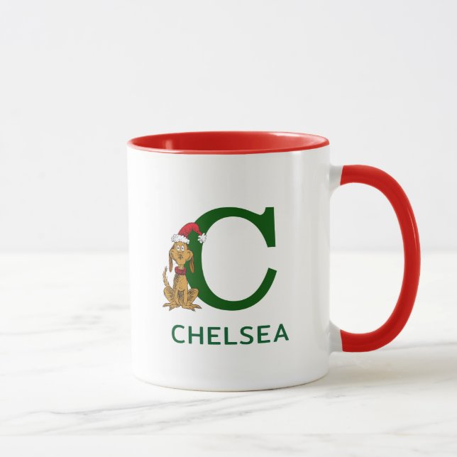 Mug Grinch classique max | Nom et monogramme C (Droite)