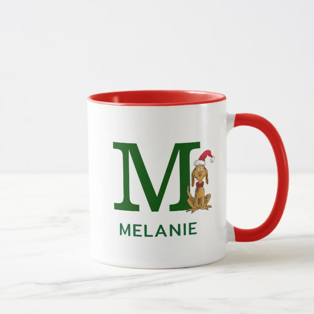 Mug Grinch classique max | Nom et monogramme M (Droite)