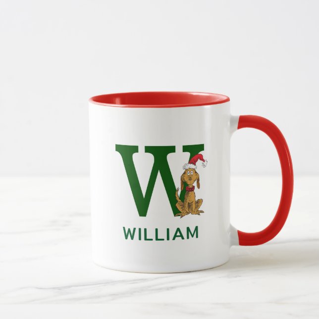 Mug Grinch classique max | Nom et monogramme W (Droite)