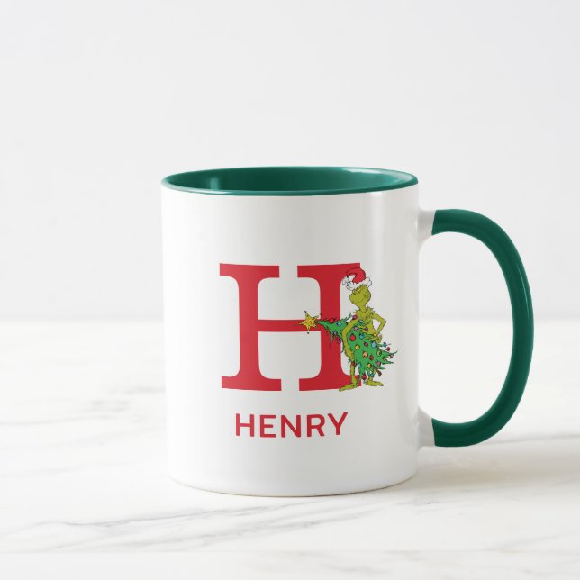 Mug Grinch Classique | Nom Vilain & Monogramme H (Droite)