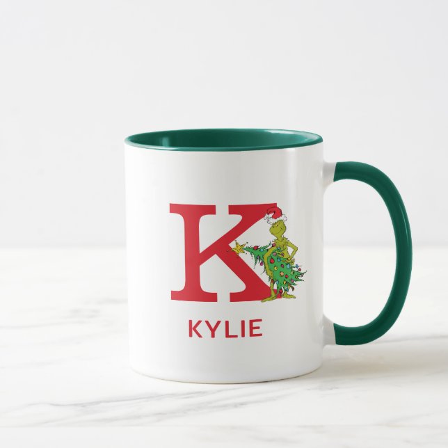 Mug Grinch Classique | Nom Vilain & Monogramme K (Droite)