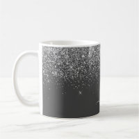 Gris Argenté Paillettes Étincelantes Monogramme No
