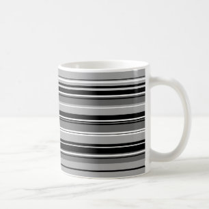 Mug Gris blancs noirs Motif à rayures mixtes