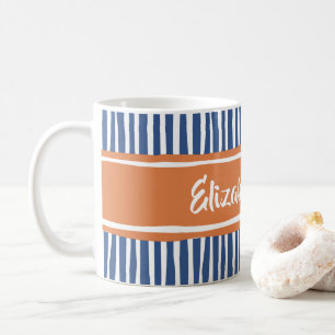 Mug Gris de peinture ondulé orange et bleu avec nom