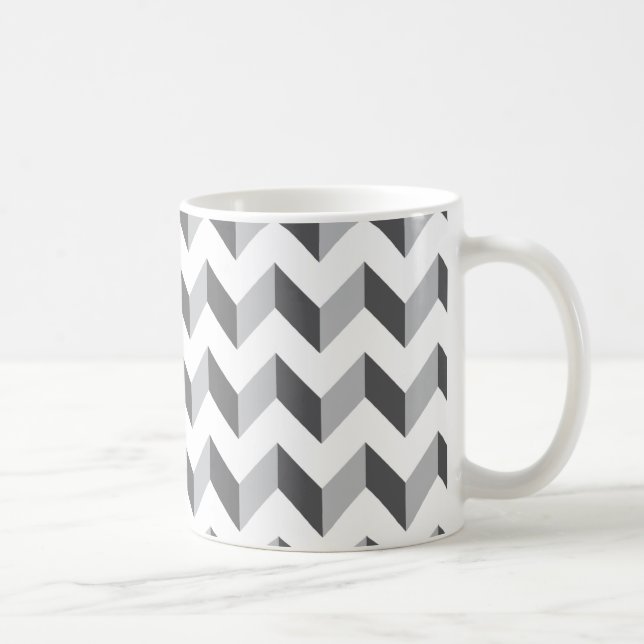 Mug Gris de zigzag de Chevron (Droite)