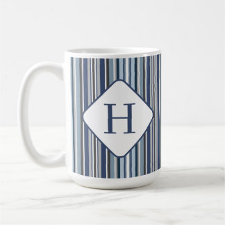 Mug Gris et pourpre avec les rayures initiales
