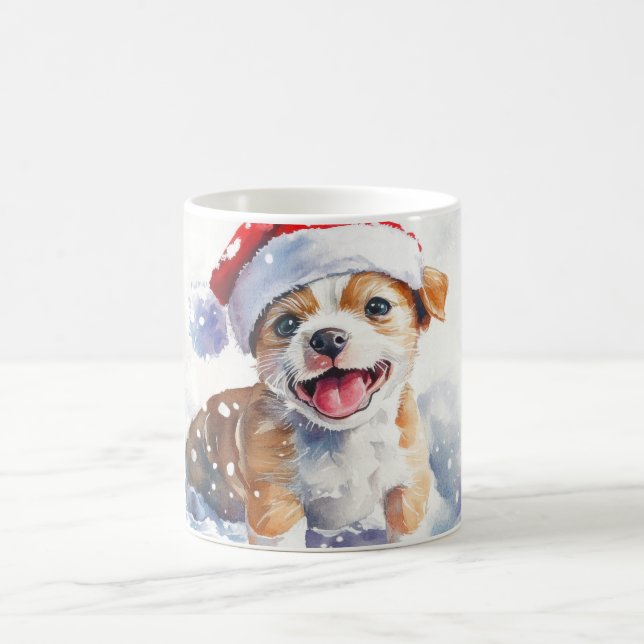 Mug Grogning Chiot Jouer avec Santa Hat (Centre)