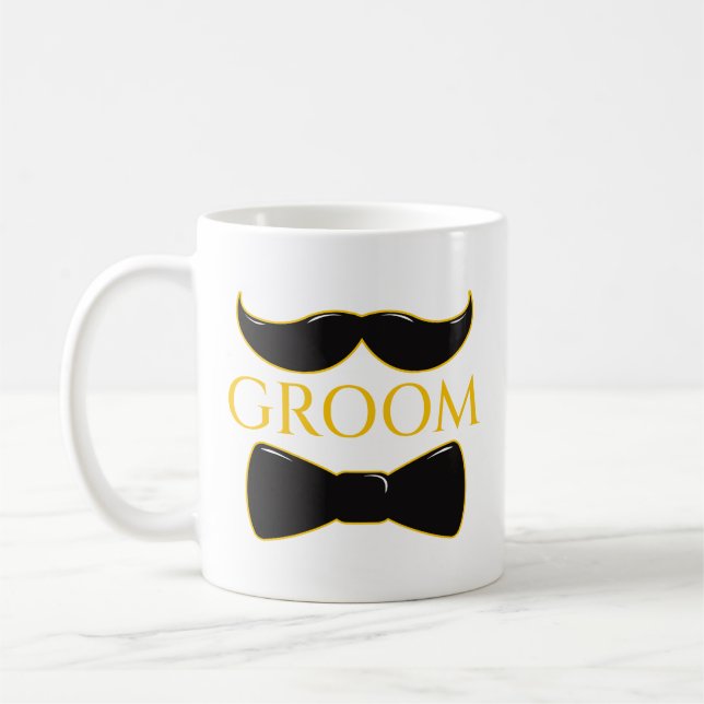 Mug Groom Mustache Et Cravate Bow (Gauche)