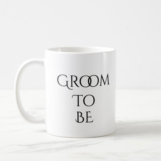Mug Groom to Be White avec la typographie noire (Gauche)