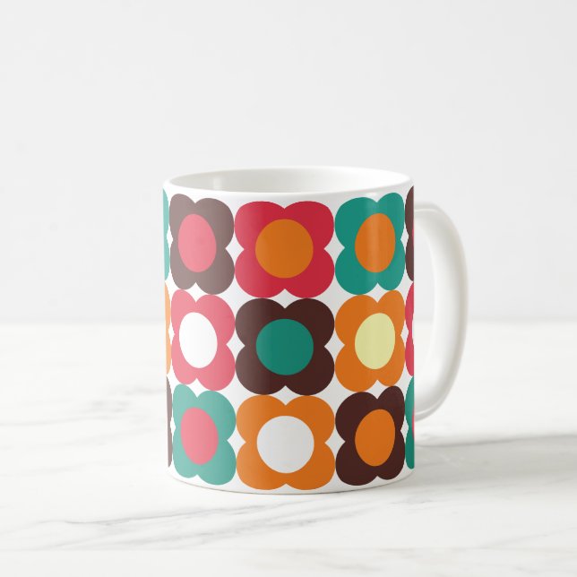 Mug Groovy 70s Retro Flower Pattern | Bold Boho Floral (Devant droit)