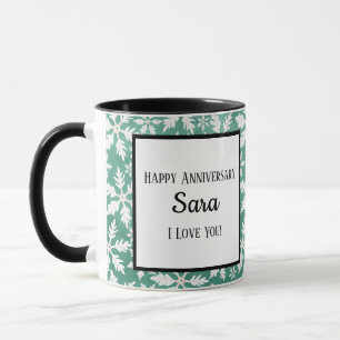 Mug Gros flocons blancs tombant Arrière - plan vert