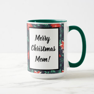 Mug Gros Poinsettias de Noël Rouge et Blanc