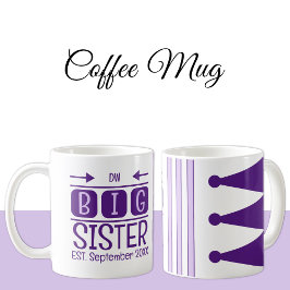 Mug Grosse soeur initiales est. mois année violet