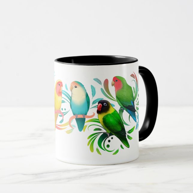 Mug Groupe de Lovebirds colorés (Devant droit)