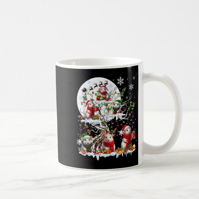 Mug Groupe Père Noël Reindeer Elf Rats Sur Arbre Noël  (Droite)