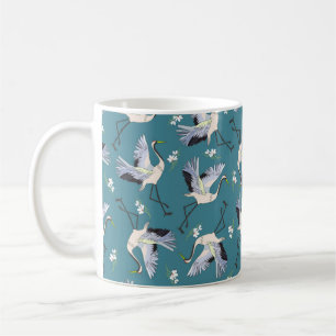 Mug grue, motif, illustration fleur d'oiseau volant