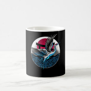 Mug Grues volants japonais avec motif de vagues japona