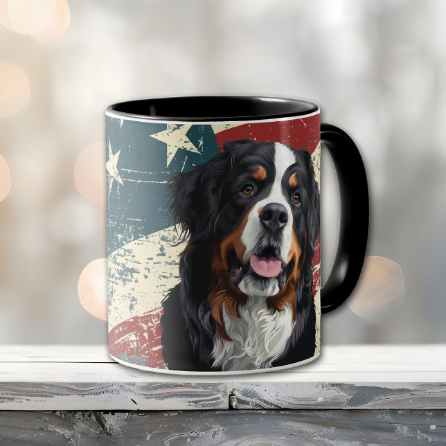Mug Grunge USA Drapeau Bernese Mountain Dog (Créateur téléchargé)
