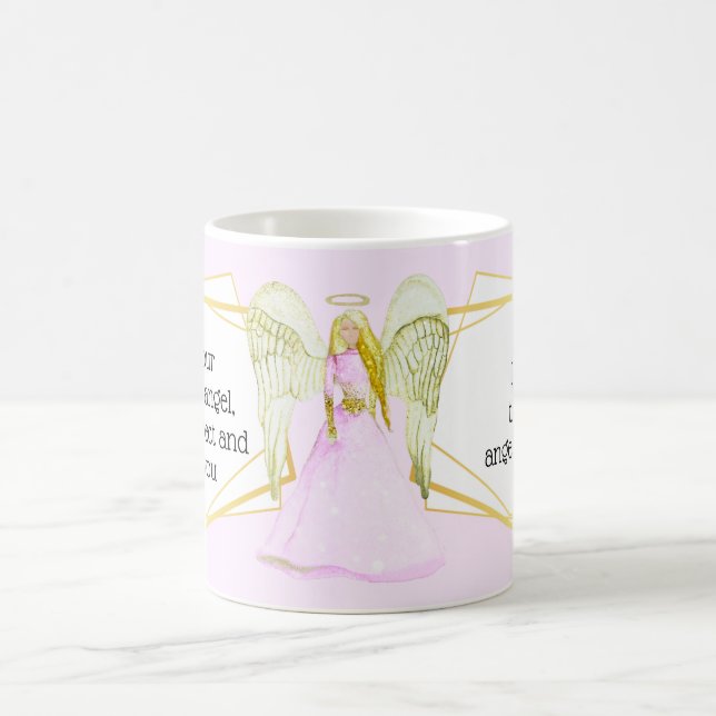 Mug Guardian ange rose robe or cheveux angélique citat (Centre)