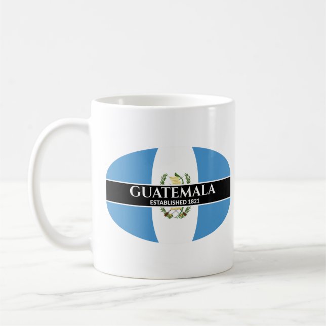 Mug Guatemala Fondé 1821 Drapeau de la nation à texte  (Gauche)