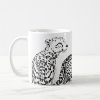Mug Guépards sur le noir et le blanc enveloppants de